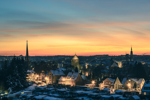freiberg winter snow sunset sachsen germany de panorama landscape sky