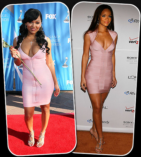 Rihanna in Herve Leger dress, Hello Bow - I Love Fashion