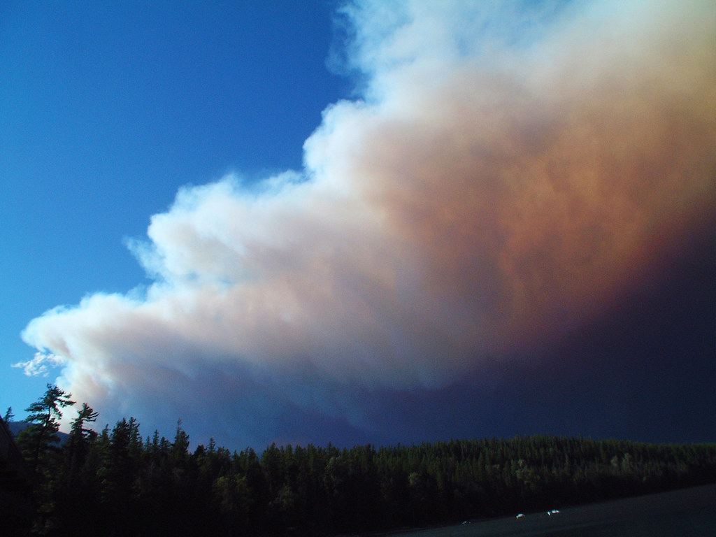 Smoke from Moose Fire over Lake McDonald, Glacier National Park