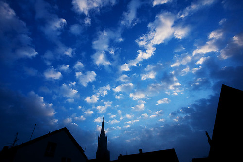 blue roof sky church skyline sunrise germany europe cathedral ulm münster badenwuerttemberg