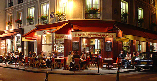 Paris bistro at night, Marais district