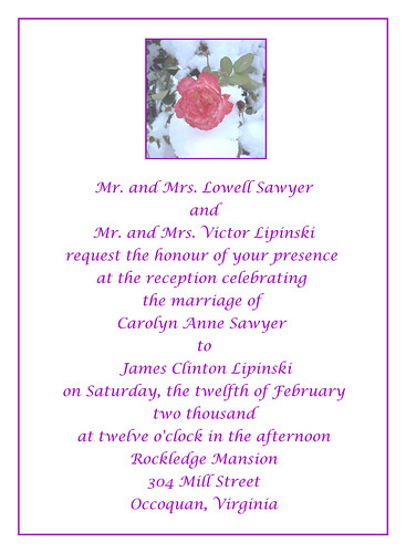 20000212 - Clint & Carolyn's wedding reception invitation | by Claire CJS