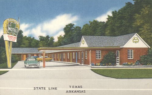 texarkana texas arkansas vintage motel postcard linen