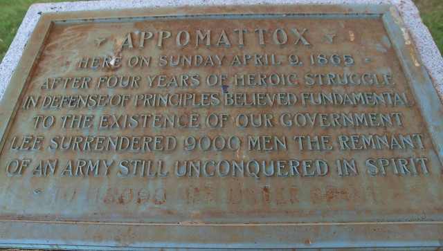 Plaque about Confederate surrender, Appomattox Courthouse, VA