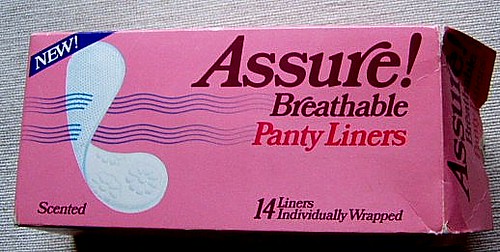 circa 1980 Assure panty liners box