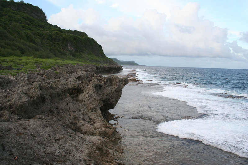 The rugged coastline along Pågat, Mangilao weaves cliffs and sea together.

Fanai Castro/Guampedia
