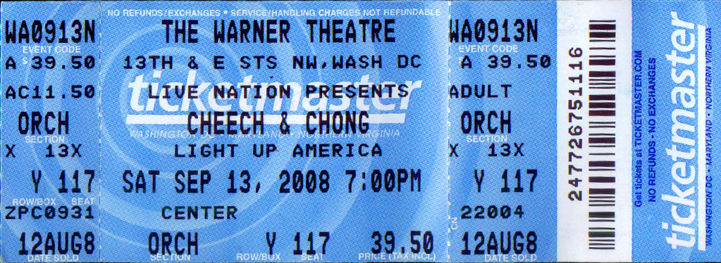 20080713 Cheech Chong Ticket Stub My Review Of Seeing Flickr