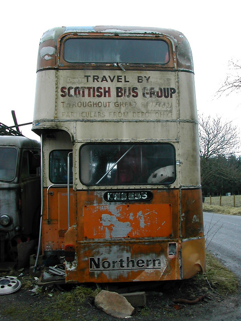 Rotting Leyland Titan PD bus, rear