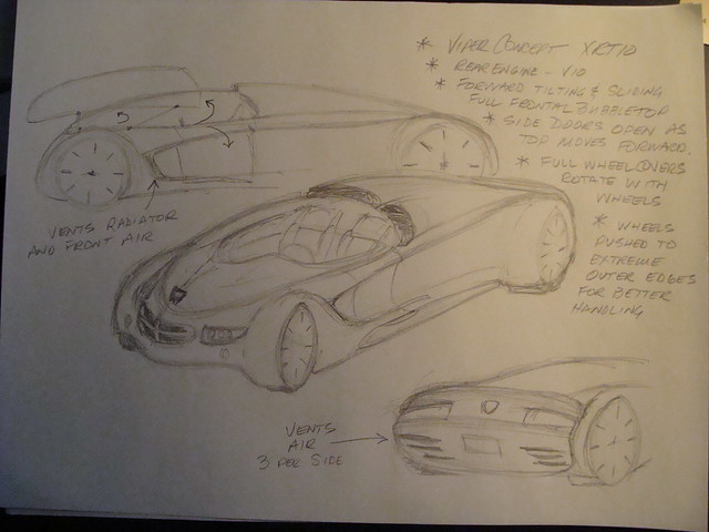 Chrysler 300EX and Viper XRT10 Concept drawings