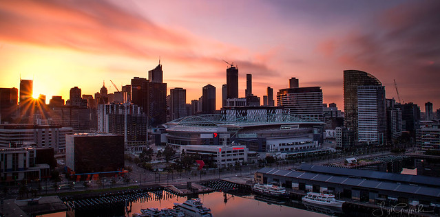 Sunrise over Docklands, Melbourne