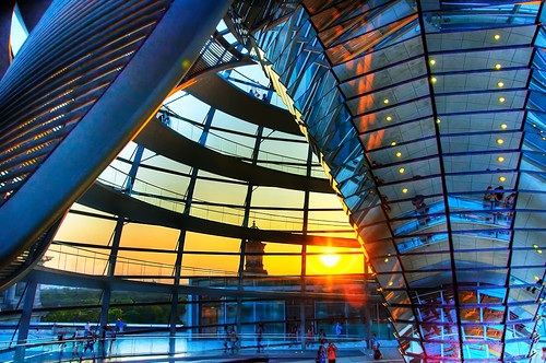 Berlin - Sunset inside the Reichstag Dome by Emilio Dellepiane