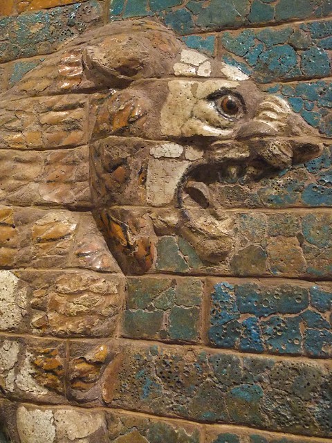 Striding Lion from the Processional Way of Babylon Neo-Babylonian Period 604-562 BCE Molded and glazed brick