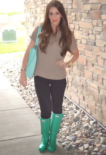 Woman Wearing Turquoise Hunter Boots | Beverly J. Wilson | Flickr