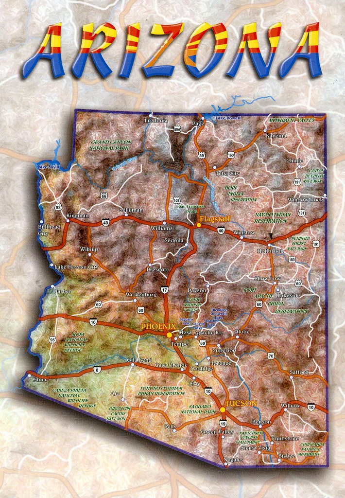 Arizona state map - a photo on Flickriver