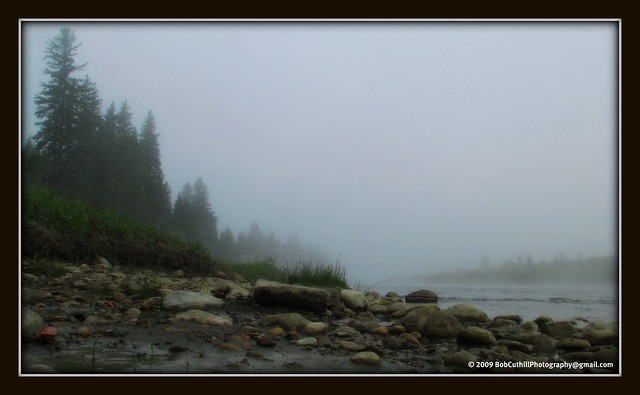 A misty summer morning on the Red Deer River.