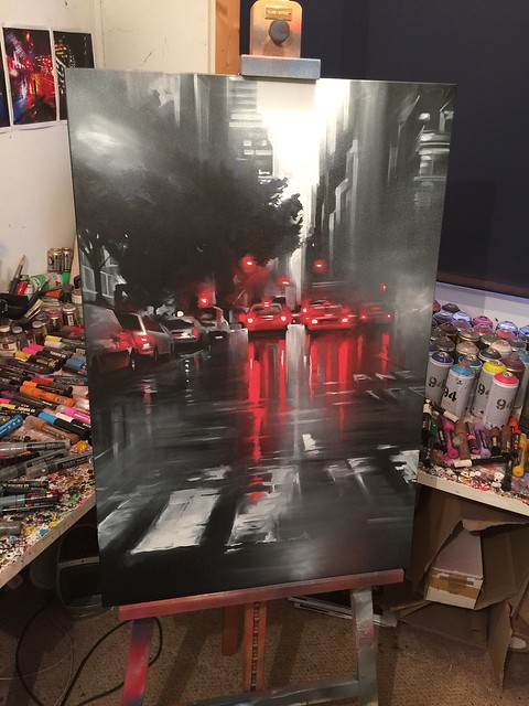 'NYC' - spray paint and acrylic on canvas