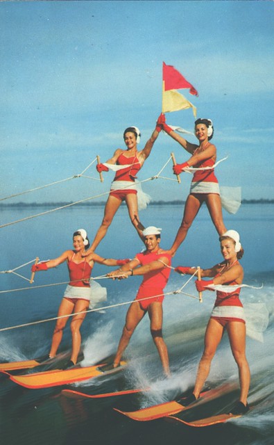 Us Fl Cypress Gardens Water Skiing Vintage Postcard Flickr