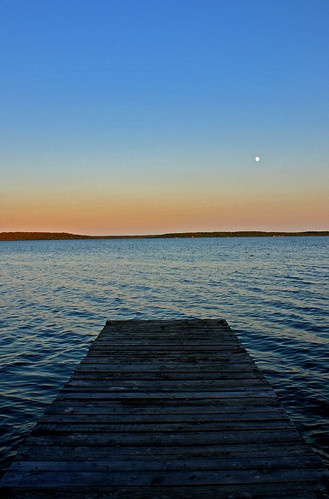 sunset moon lake dock