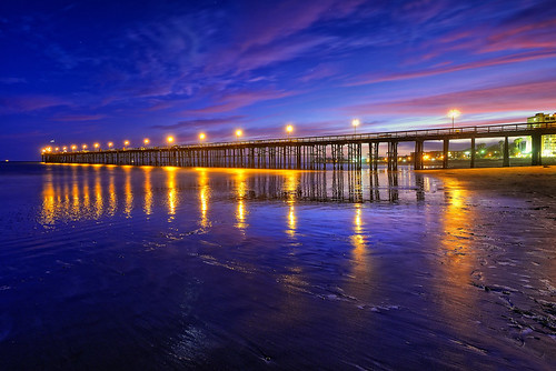 ocean california longexposure sunset sea seascape color reflection beach lights pier sand nikon ventura d700 1424mm
