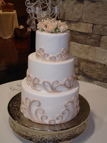 White Wedding Cake w/ Fondant Swirls | by Designer Cakes By April