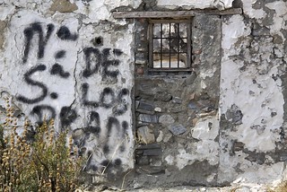 Graffiti on dilapidated inn on Old Silk Route Walk | by stephendarlington