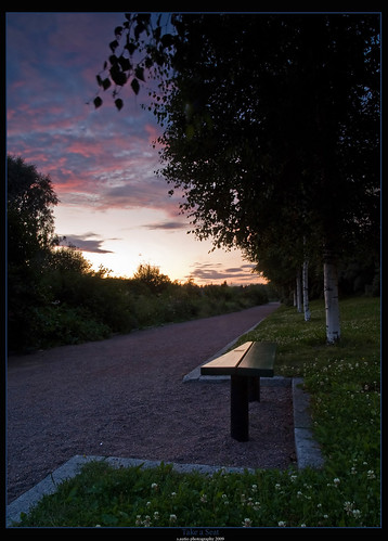 Bench on a sunset by s.autio