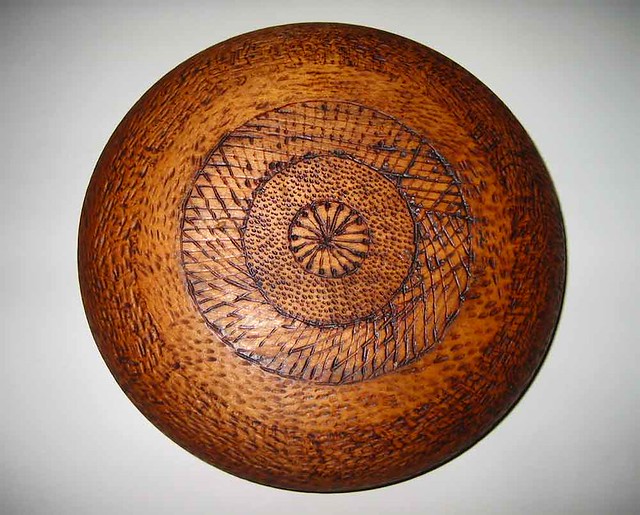 Vintage Ornate Carved Wood Bowl Bottom