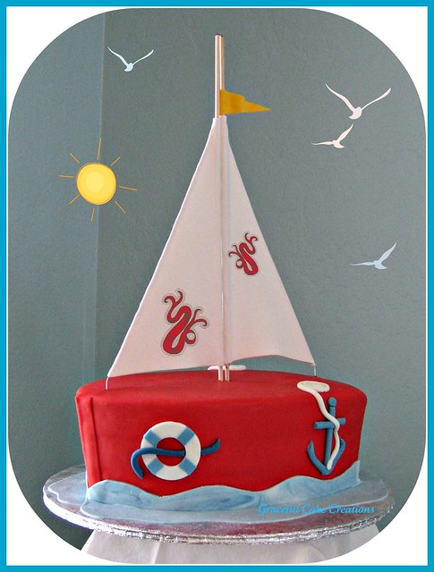 Sail Boat Baby Shower Cake