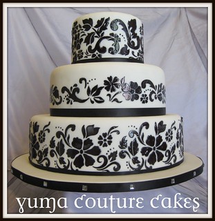 Yuma Arizona Damask Wedding Cake | by Yuma Couture Cakes