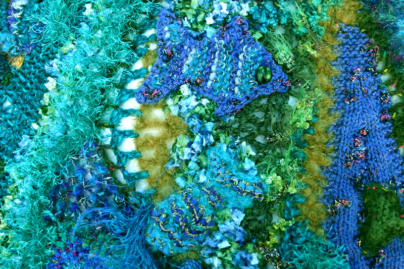 freeform knitting & crochet underwater scene by Prudence