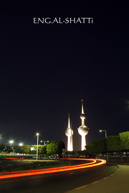 Kuwait towers with light paint