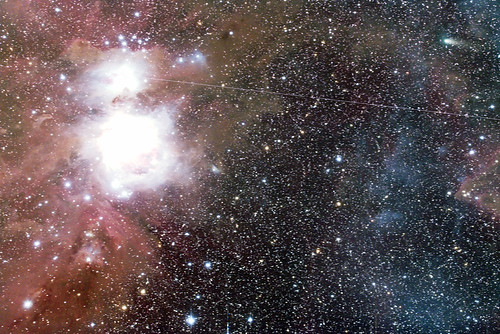 Comet  217p/Linear near the Great Orion Nebula Sept.21, 2009 v2 by hirocun