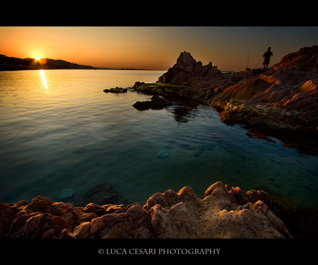 Lonely fisherman at sunrise, Cannes by Luca Cesari Photography