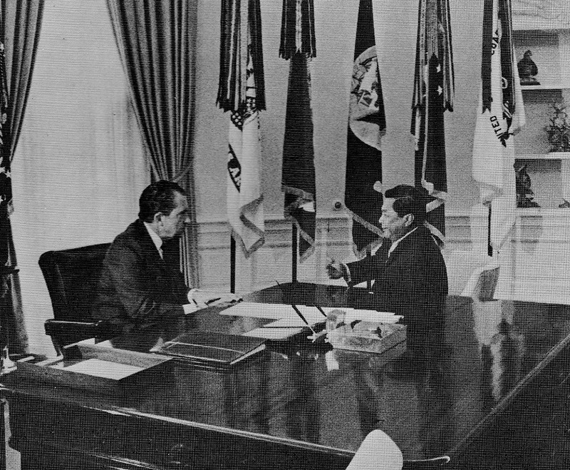 President Richard Nixon takes time to speak with Governor Carlos Camacho during a trip to Washington DC in 1970.

Guam USA Magazine, 1970