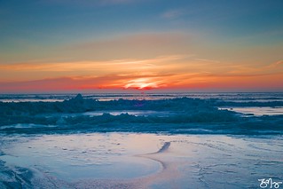 Fort Sheridan Sunrise over frozen Lake Michigan