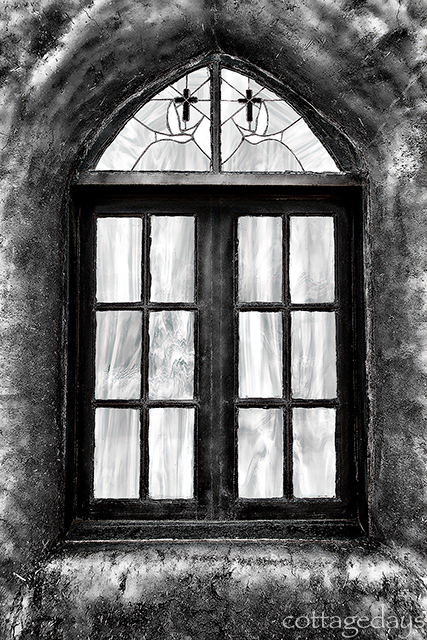 San Geronimo Chapel window - with topaz dark charcoal effect