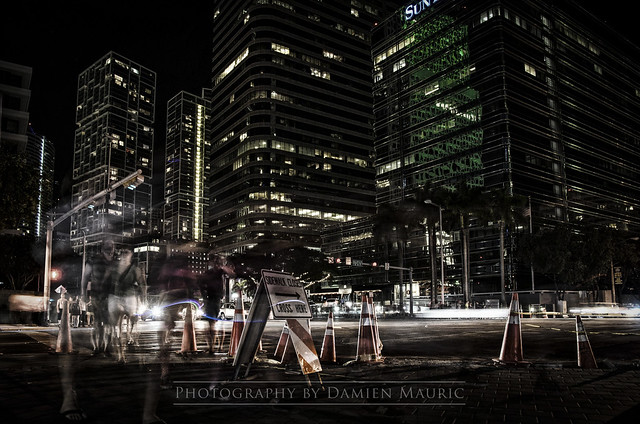 Downtown at night - Miami, March 2013