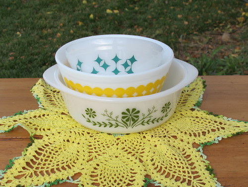 Retro vintage bowls on Gram's doily | by eclectic_chica