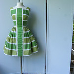 Grass green and celadon party dress