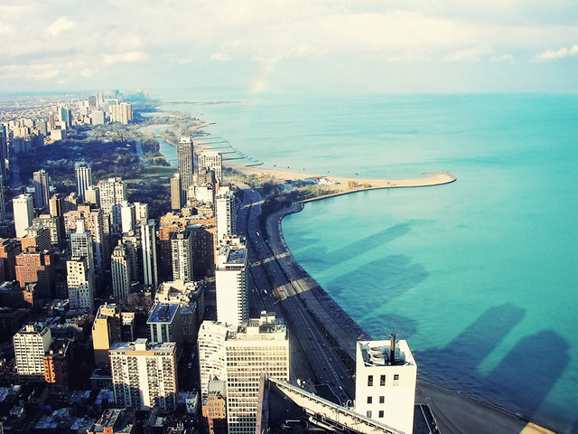 Downtown Chicago Rainbow Cityscape