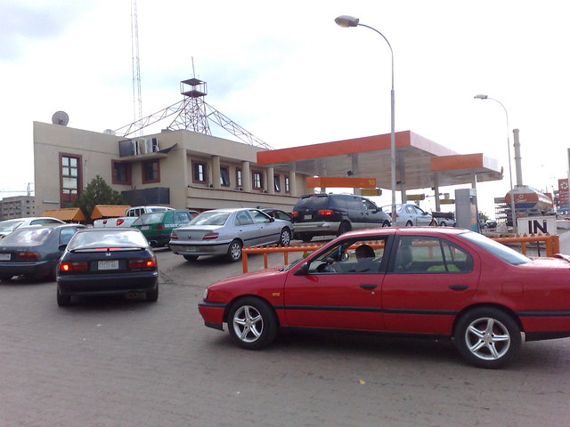 Cars Waiting in Gasoline Lines in Abuja, Nigeria