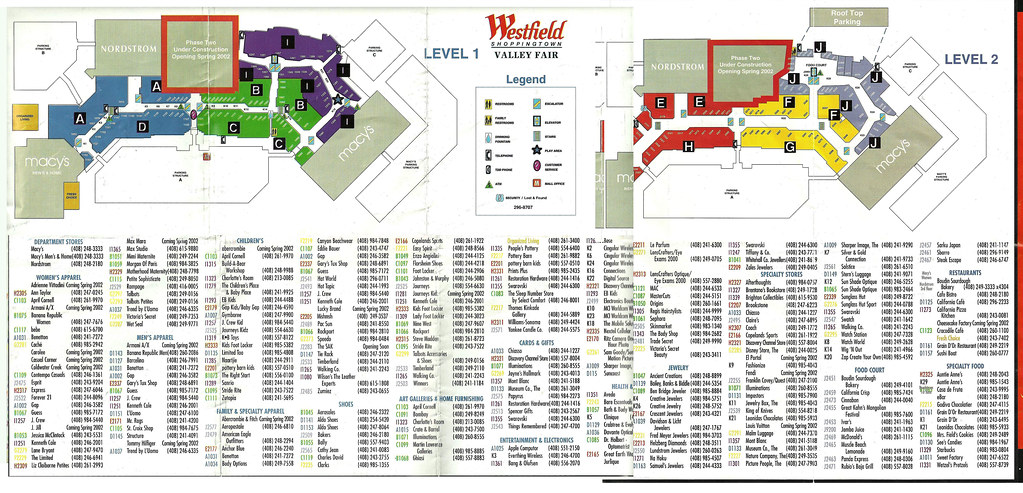 westfield mall san jose map Valley Fair Mall Map 2001 From After Nordstrom Built Their Flickr westfield mall san jose map