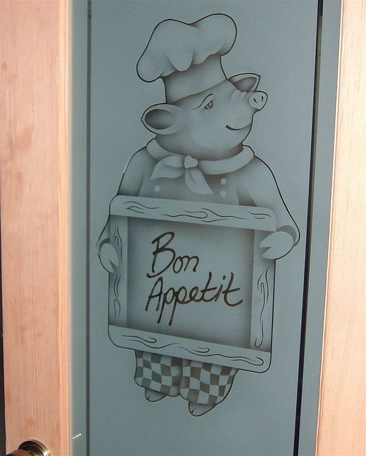 etched glass pantry door pig bon apetit