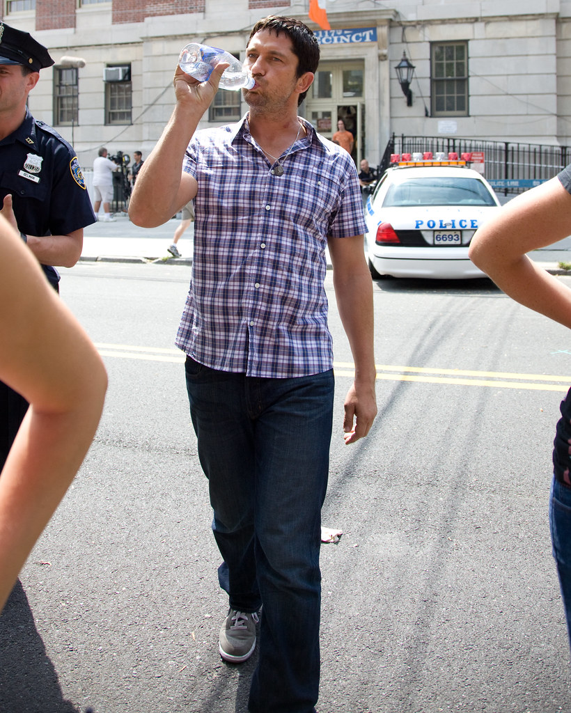 Gerard Butler on the set of 