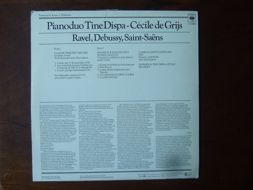 Backside Debussy, Ravel, Saint-Saens - Tine Dispa, Cecile De Grijs