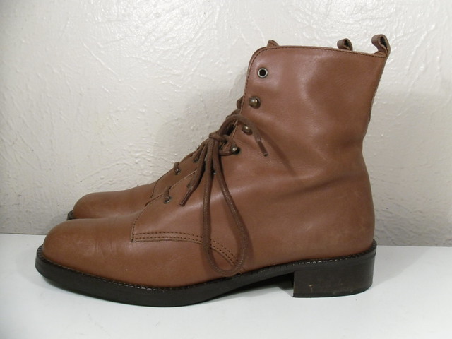 Sz 7.5M Brown Women Vintage Eddie Bower 7 Eyed lace Up Tall Granny Boot