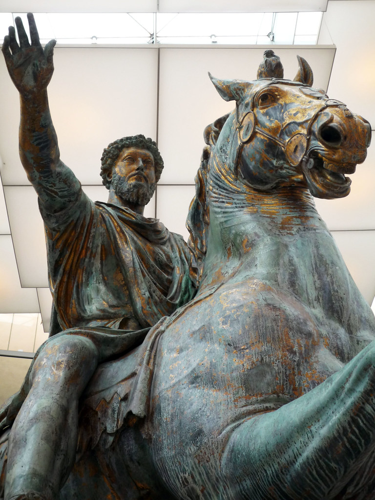 Equestrian Sculpture of Marcus Aurelius with detail of extended arm