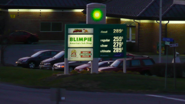 Blimpie Gas Station at Dusk