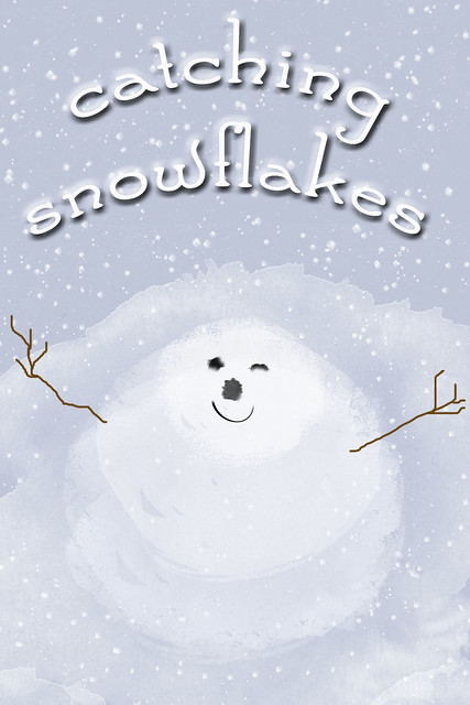 catching snowflakes postcard
