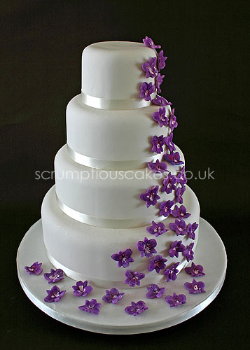 Wedding Cake (592) - Purple Orchid Cascade